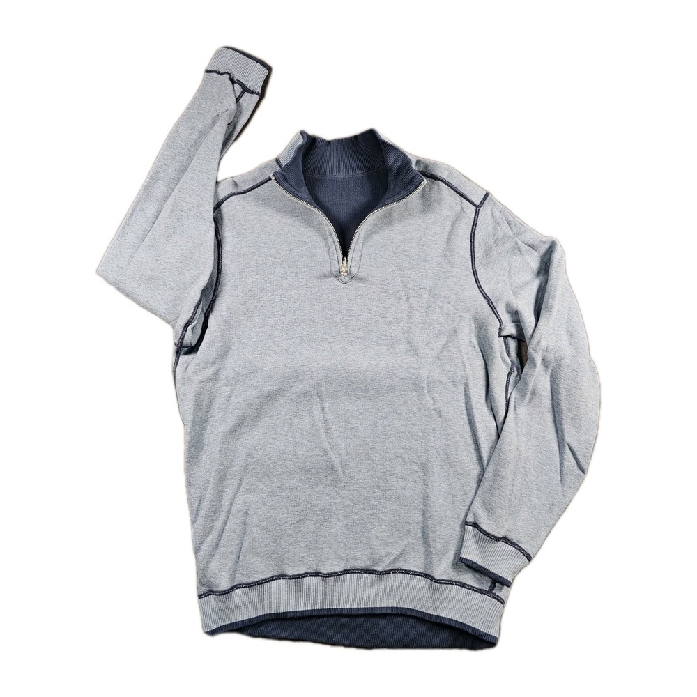 Vineyard Vines Men's Large Reversible 1/4 Zip Sweater Pullover Blue / Light Blue